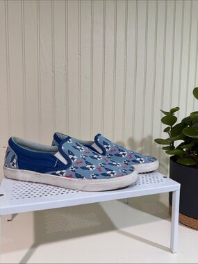 Bucket Feet Blue Patterned Slip-On Sneakers
